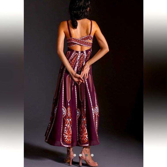 NWT Anthropologie Embroidered Midi Dress SIZE 8, Black Motif - Picture 3 of 8